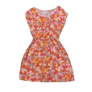 Mossimo Floral Dress With Pockets Mini Short Sleeve A Line Modest Casual Orange